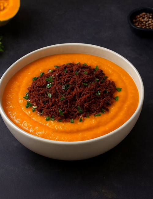 Creme de Abóbora com Carne Seca