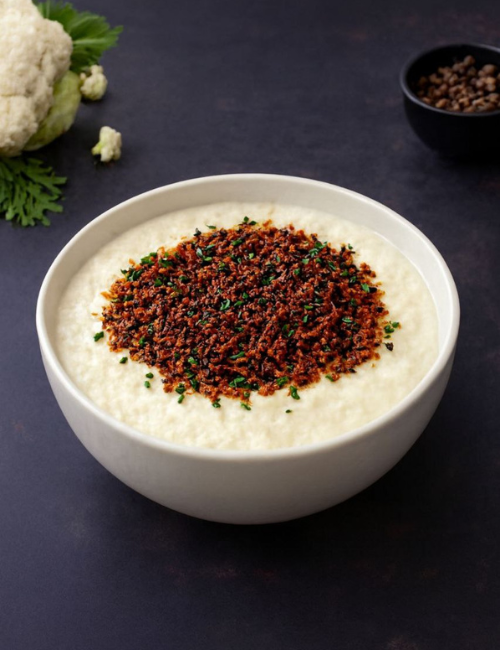 Creme de Couve-flor com Carne Seca